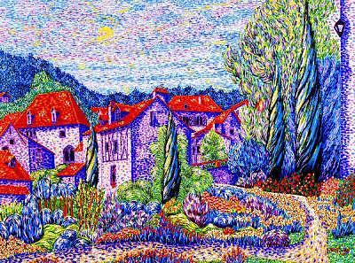 Landscape Painting - Medieval Village 2 by Max R Scharf Landscape Painting - Medieval Village 2 by Max R Scharf