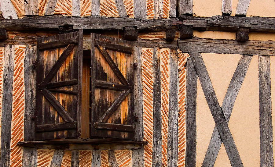 Medieval wood framed and shuttered Window in Bergerac Photograph by Weston Westmoreland