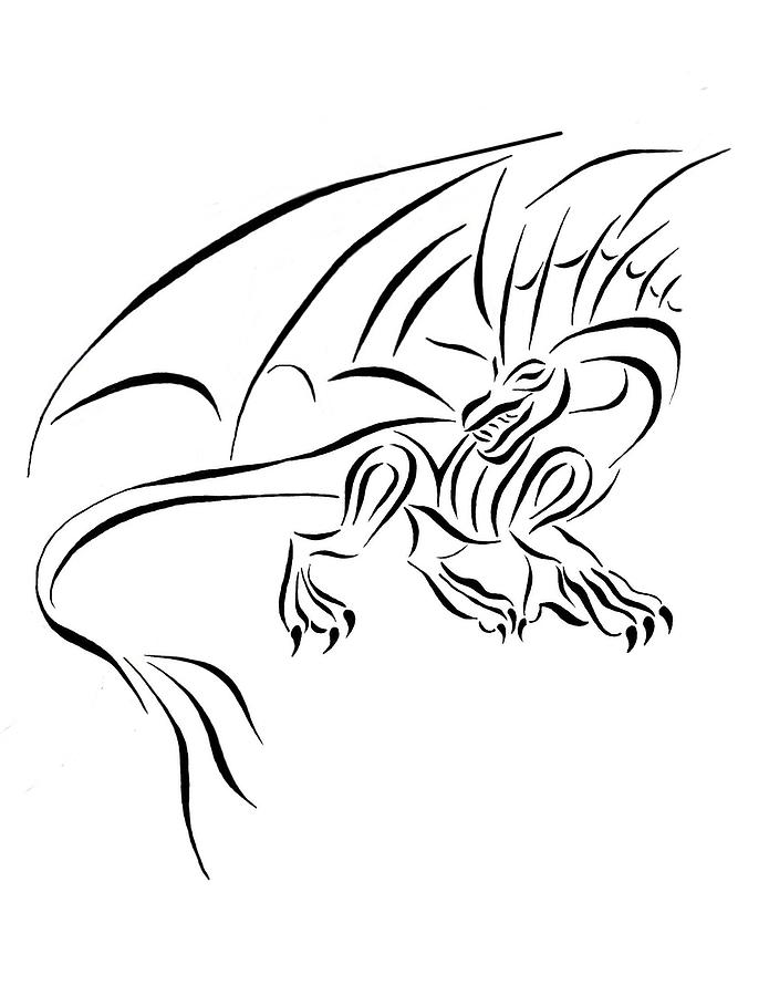 tribal dragon drawing