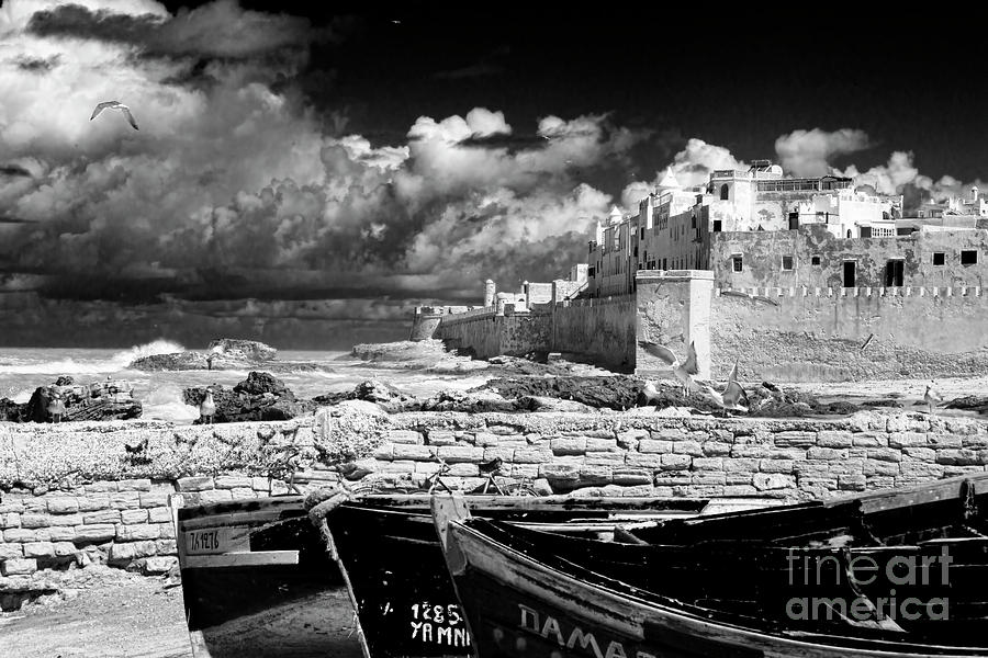 Medina Fortress Essaouira Morocco BW Photograph by Chuck Kuhn