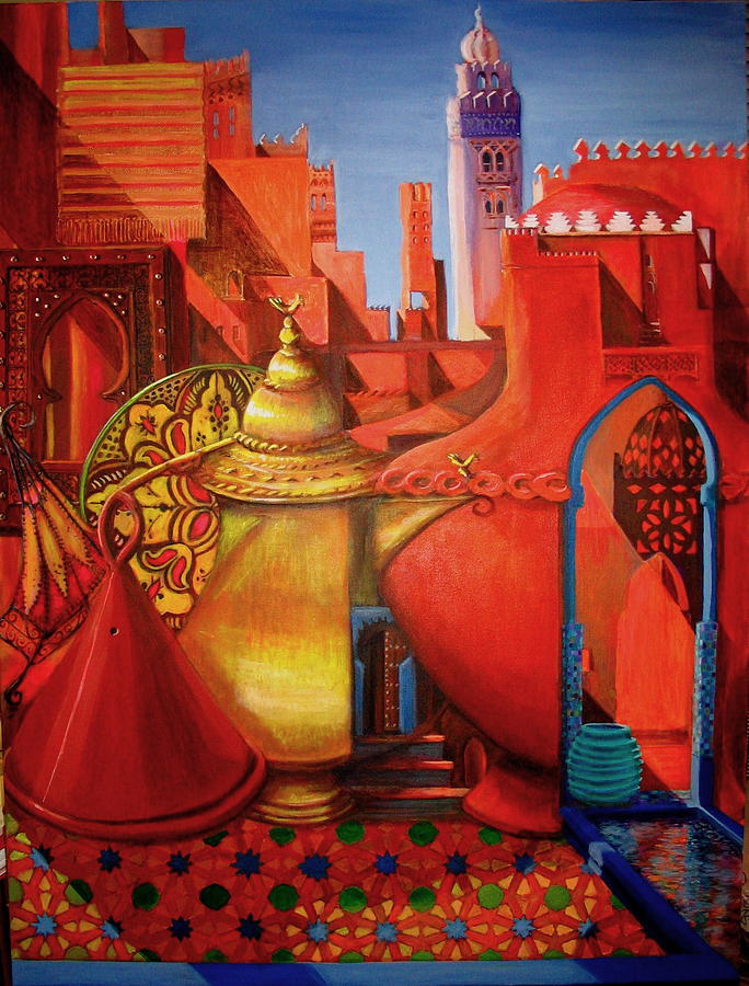 Medina Marrakesh Painting by Yvonne Ayoub