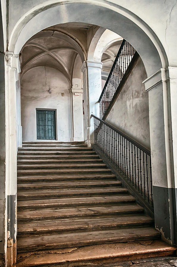 Architecture Photograph - Medinaceli Palace Stairway Aranjuez Spain by Joan Carroll