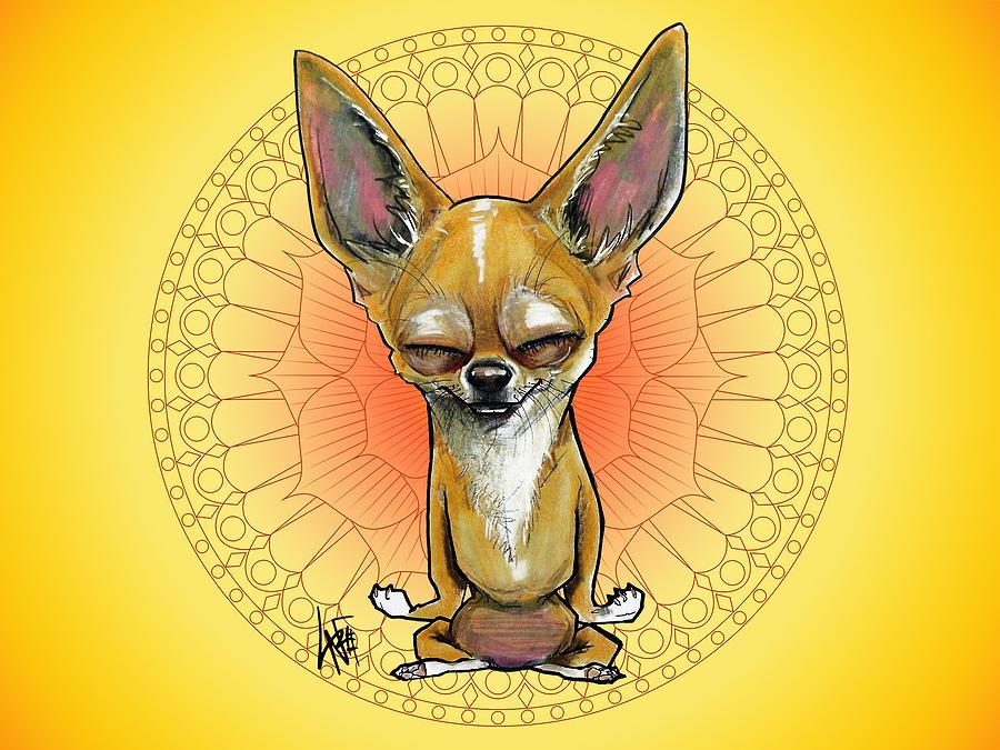 Chihuahua Drawing - Meditating Chihuahua by John LaFree