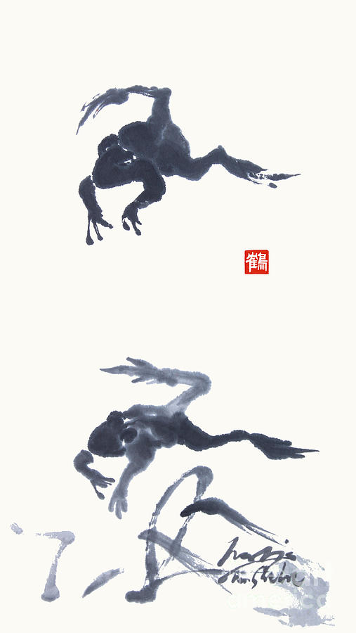 Meditating Frogs Painting