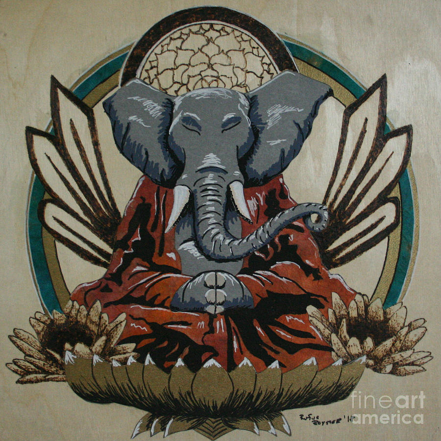 Meditating Ganesh Mixed Media by Edmund Royster