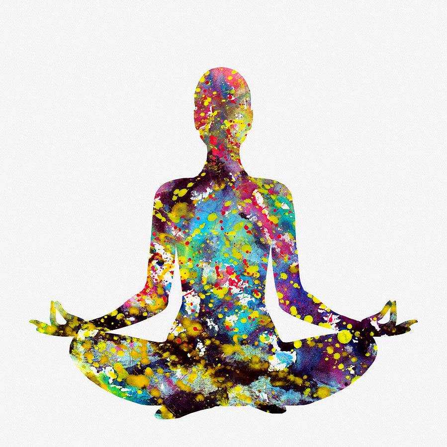 Spirituality Digital Art - Meditating Woman-colorful by Erzebet S
