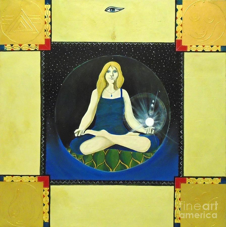 Meditating Woman Painting by John Lyes