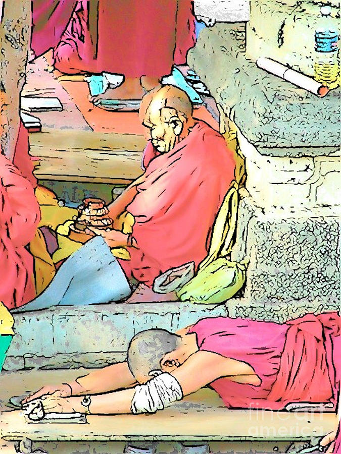 Meditation and Prostration at Bodh Gaya Photograph by Lisa Dunn