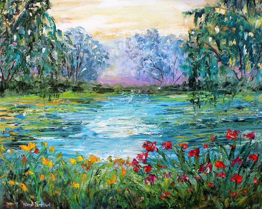 Meditation Pond Painting by Karen Tarlton