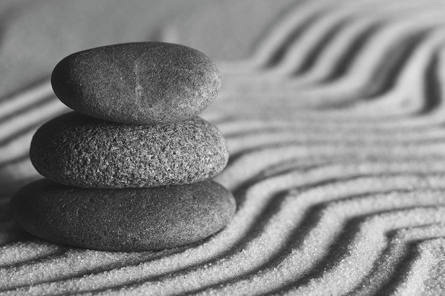 Meditation Stones Number 1 Black and White Photograph by Andrew Pacheco