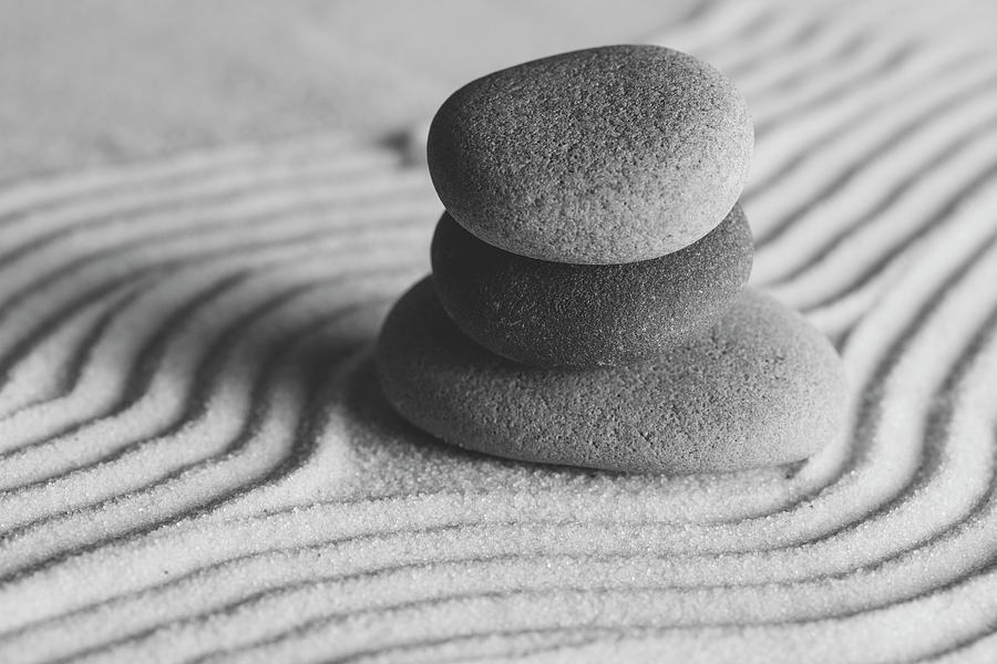 Meditation Stones Number 2 Black and White Photograph by Andrew Pacheco