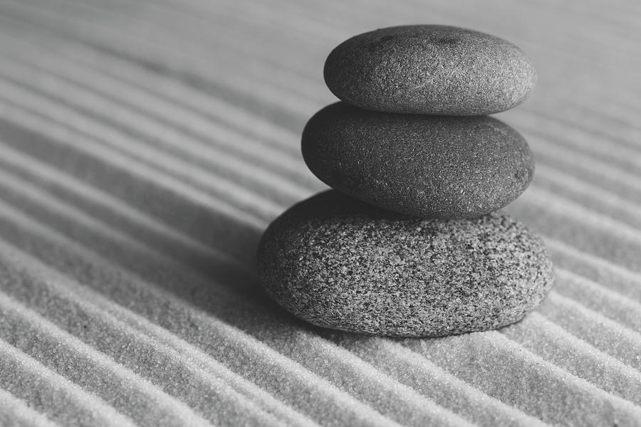 Meditation Stones Number 3 Black and White Photograph by Andrew Pacheco