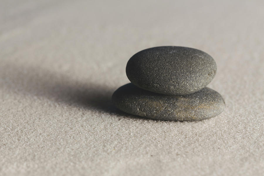 Meditation Stones on Smooth Sand Color Photograph by Andrew Pacheco