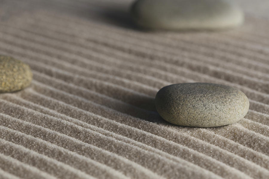 Meditation Stones on Waves of Sand Color Photograph by Andrew Pacheco