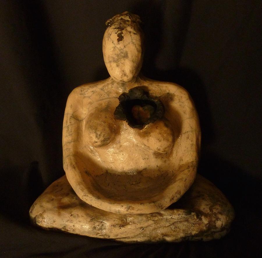 Meditative Woman open Heart Sculpture by Susan M Woods