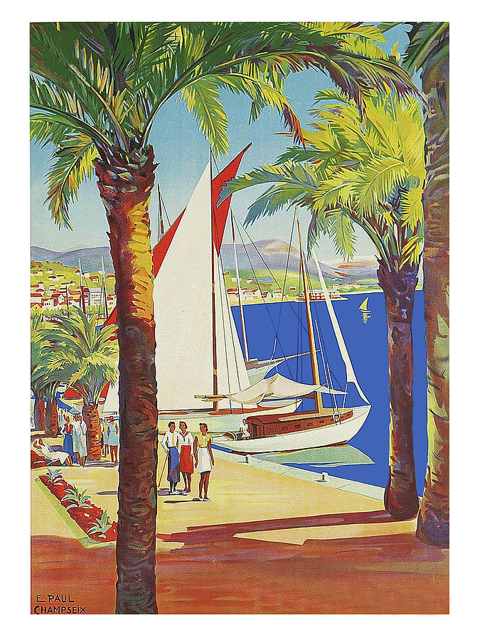 Mediteranean coast, vintage summer travel poster Painting by Long Shot