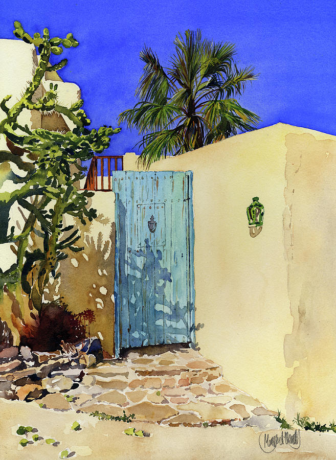 Tree Painting - Mediterranean Blue by Margaret Merry