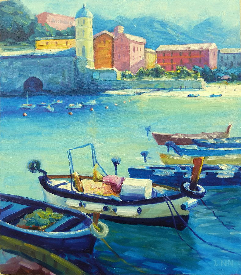 Mediterranean Harbor Painting by Ningning Li