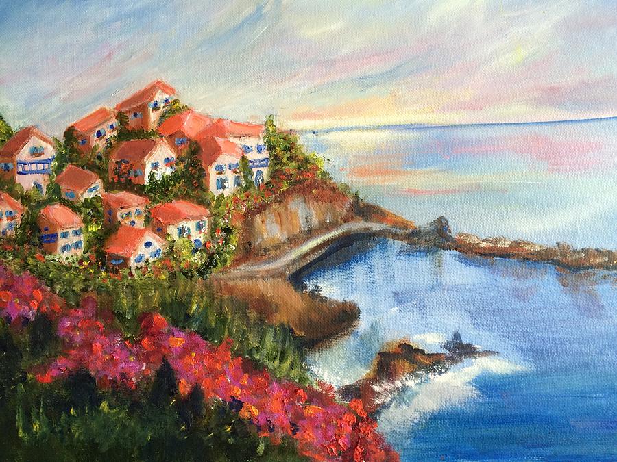 Mediterranean overlook Painting by Nancy Anton