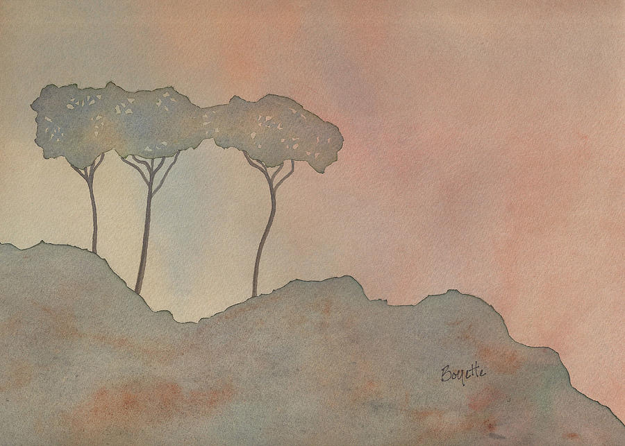 Sunset Painting - Mediterranean Pines by Robert Boyette