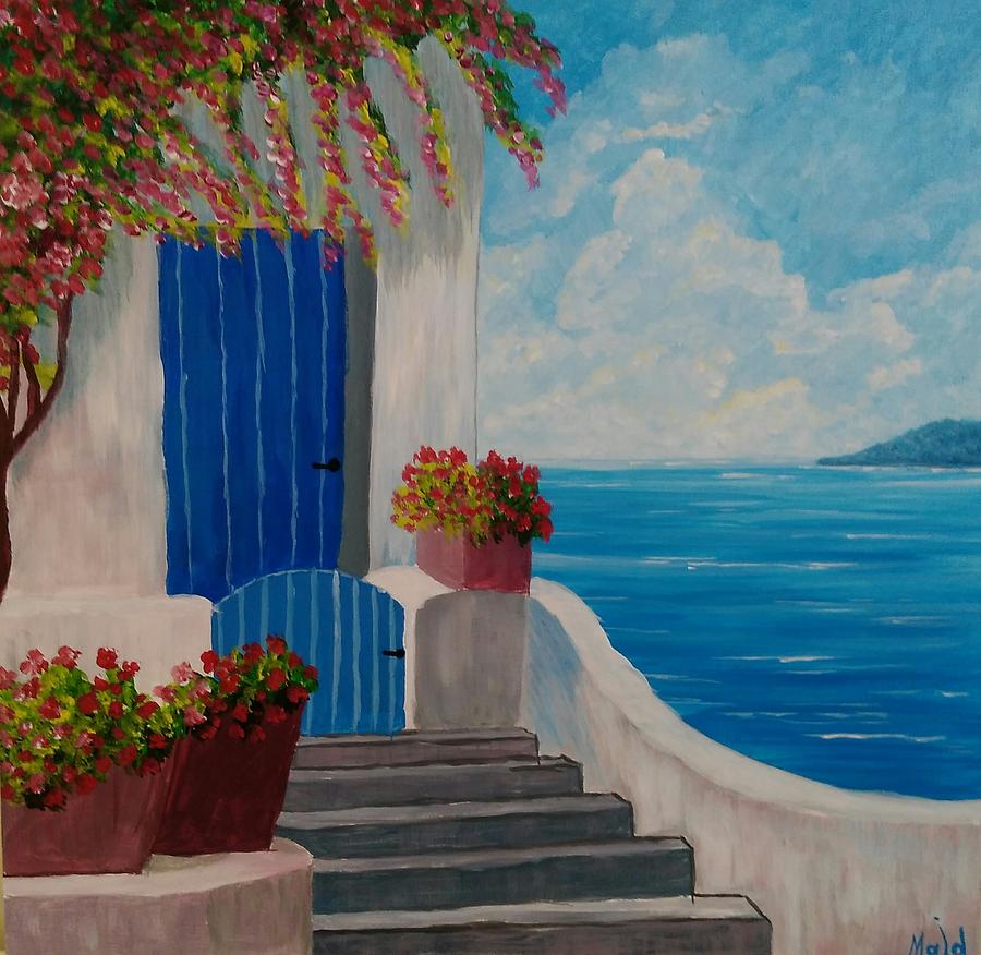 Mediterranean Seascape Painting by Majd Al Rass - Pixels