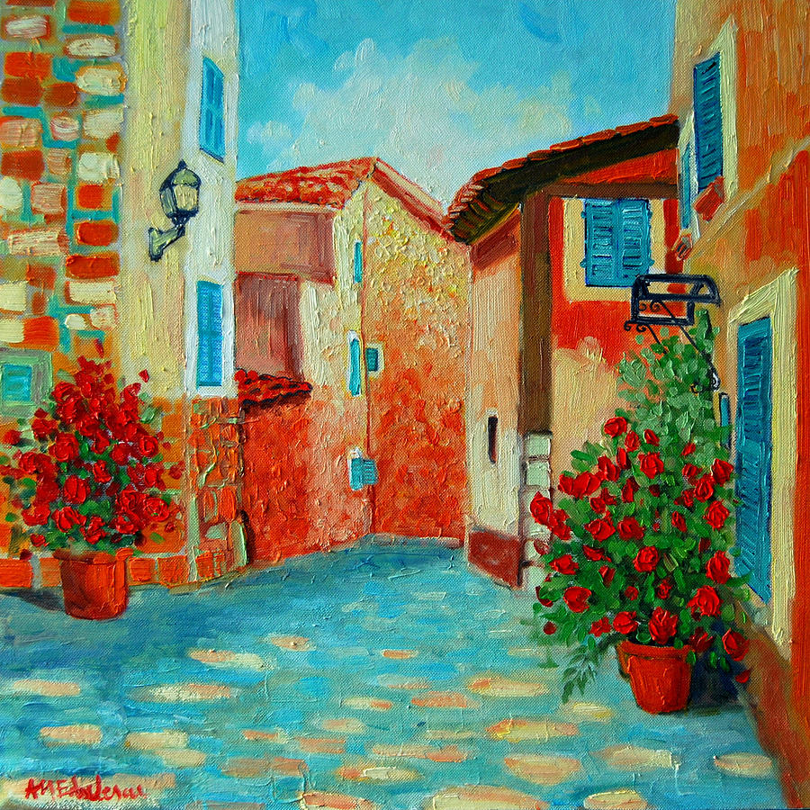 Flower Painting - Mediterranean Street by Ana Maria Edulescu