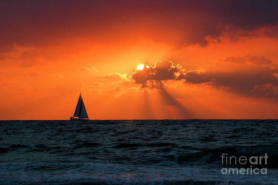 Mediterranean Sun Set and sailboat Photograph by Zodek Dima