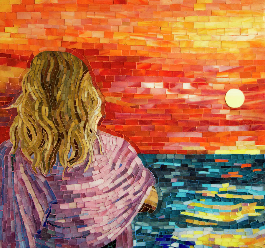 Mediterranean Sunset detail Mixed Media by Adriana Zoon