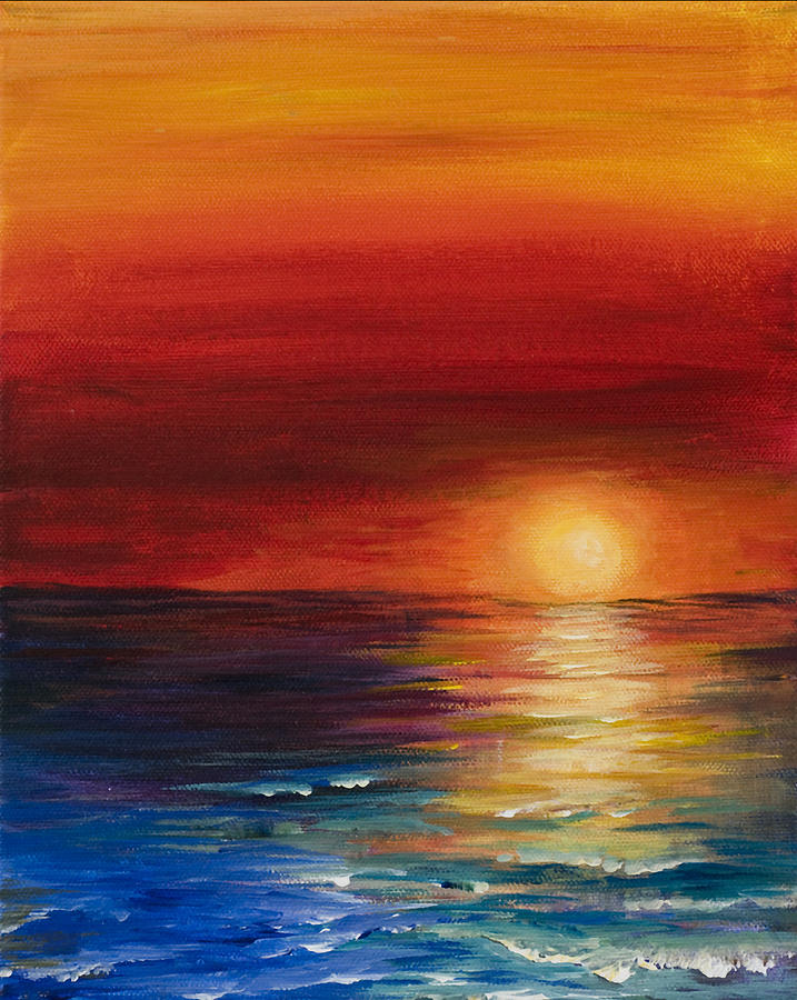 Mediterranean sunset Painting by Georgia Pistolis