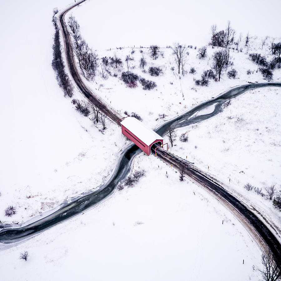 Winter Photograph - Meech Creek Covered Bridge by Rob Huntley