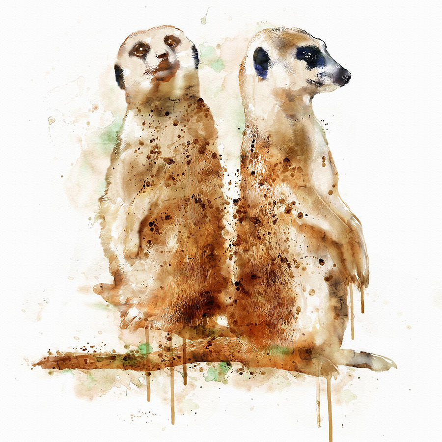 Meerkats Painting by Marian Voicu