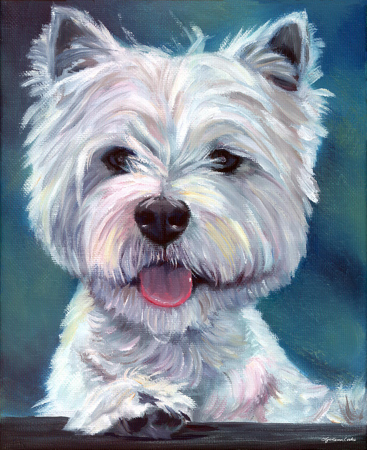 West Highland Terrier On Canvas By Robert McClintock Painting