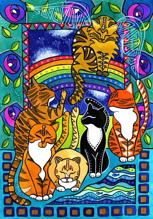 Cat Painting - Meet Me At The Rainbow Bridge - Cat Painting by Dora Hathazi Mendes