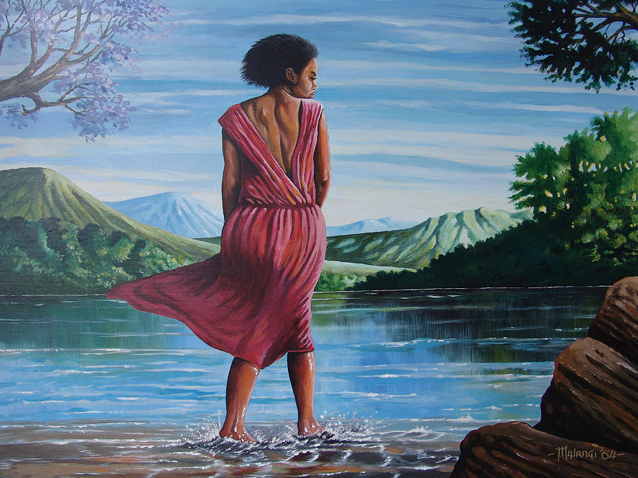Landscape Painting - Meet me at the River by Anthony Mwangi