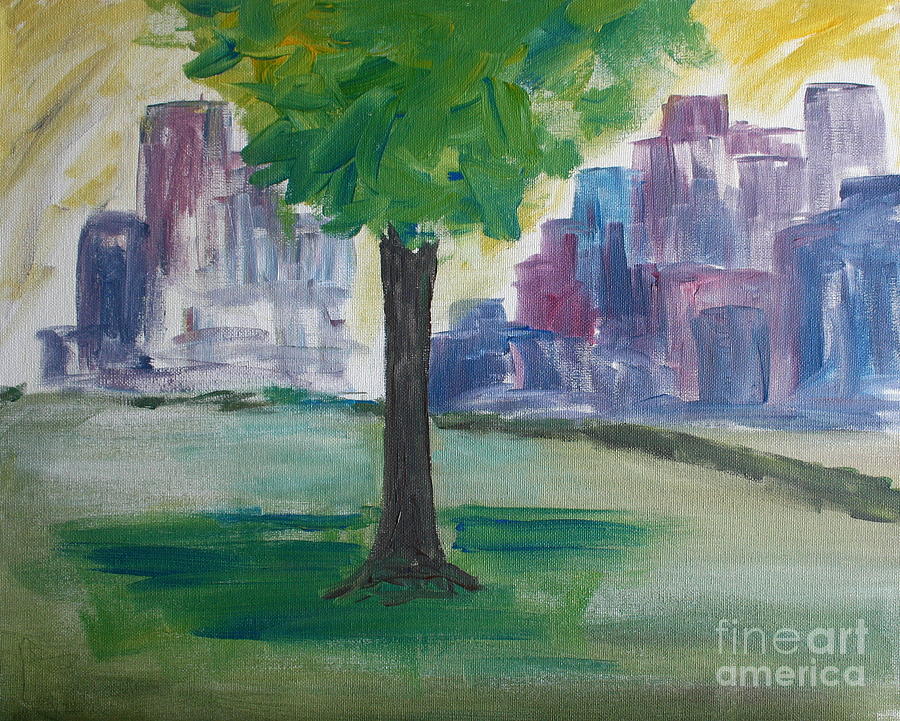 Meet me by our Tree in Central Park Painting by Julie Lueders 