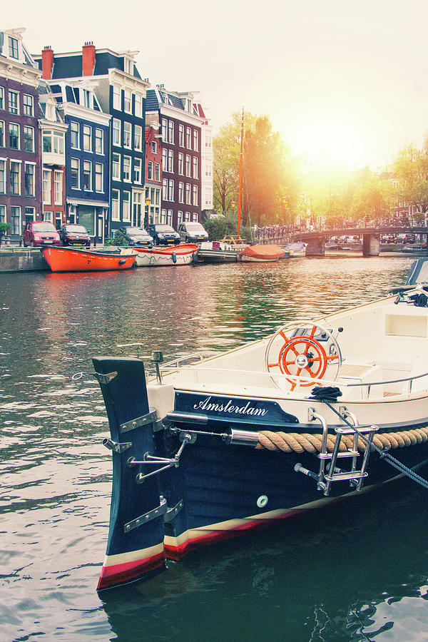 Boat Photograph - Meet Me In Amsterdam by Iryna Goodall