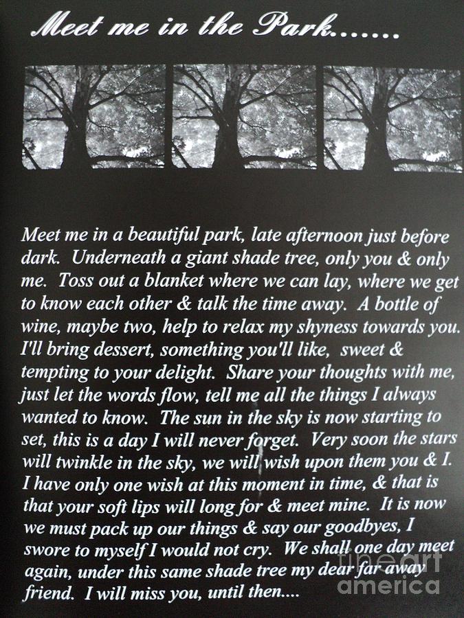 Meet me in the Park Poem Drawing by Carla Carson