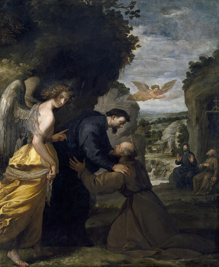 Meeting of Saint John of Mata and Saint Felix de Valois Painting by Vincenzo Carducci