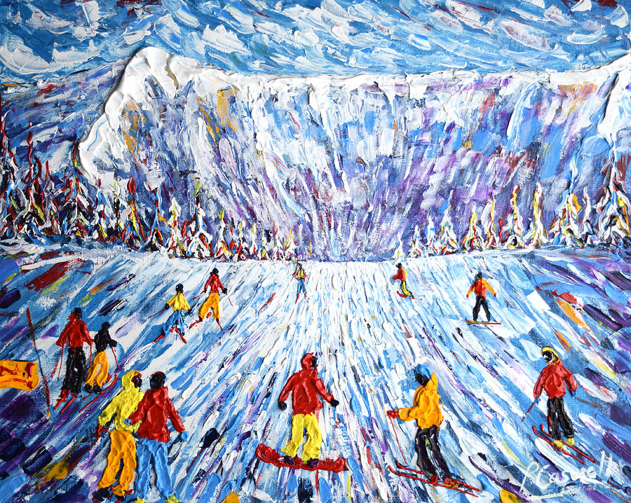 Megeve Rochebrune Summit  Painting by Pete Caswell