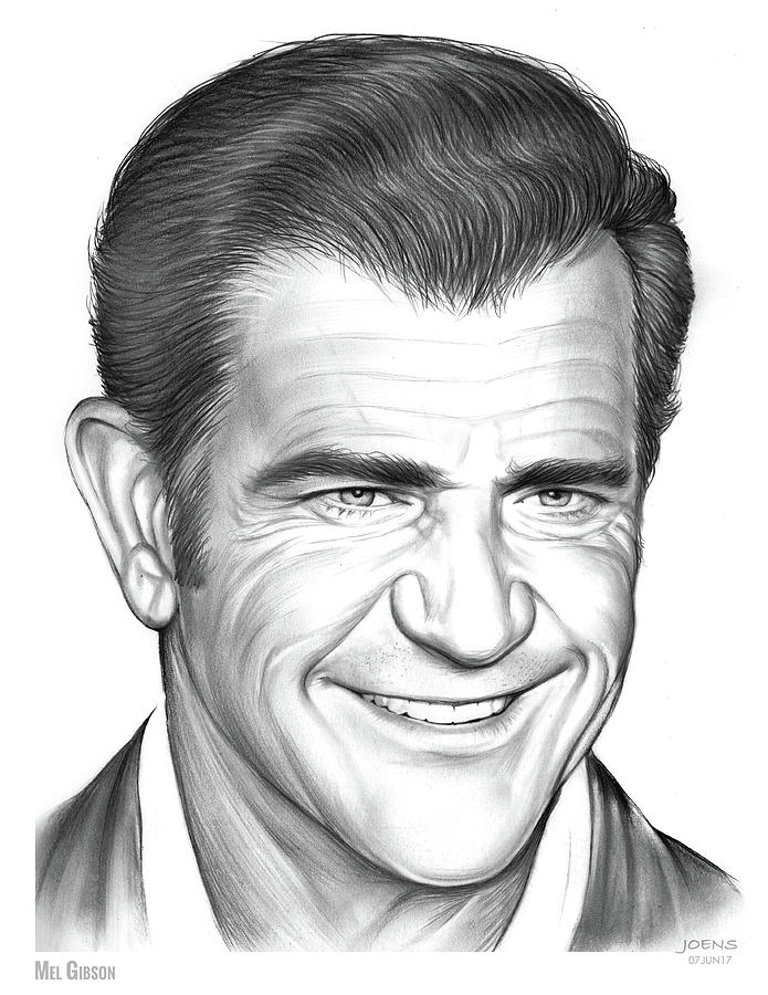 Mel Gibson Drawing by Greg Joens