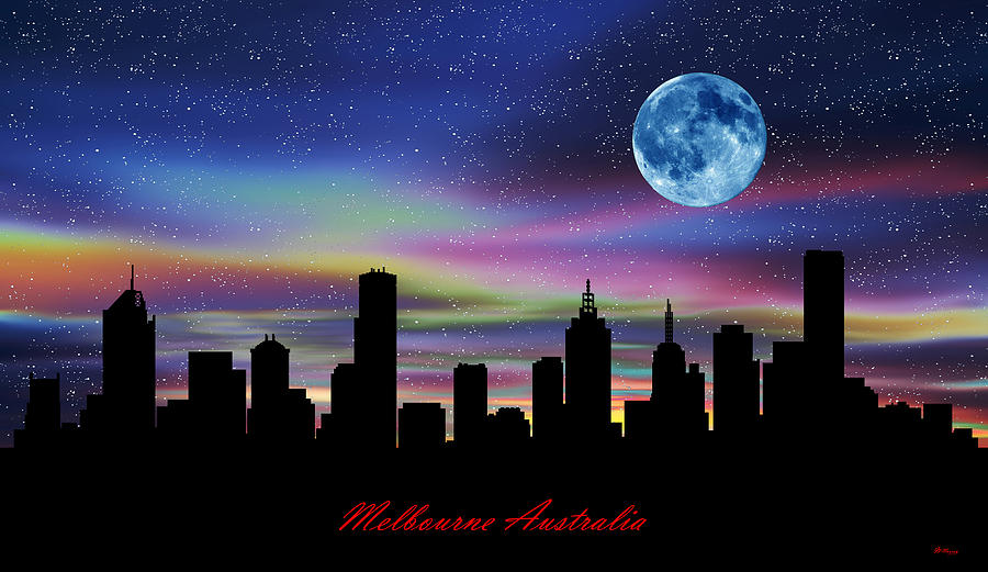 Melbourne Australia Twilight Skyline Digital Art by Gregory Murray