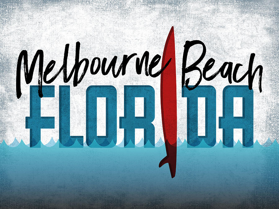 Beach Digital Art - Melbourne Beach Red Surfboard	 by Flo Karp