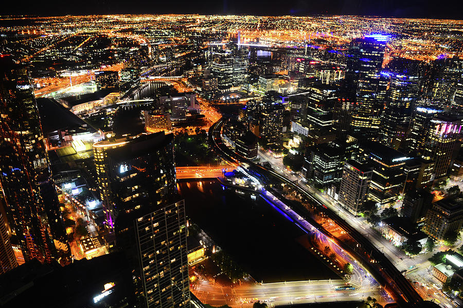 Melbourne Nighttime Cityscape Photograph By Clyn Robinson