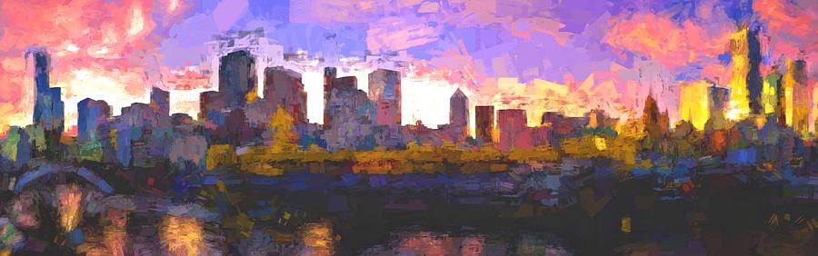 Melbourne Sunset  Mixed Media by Win Naing