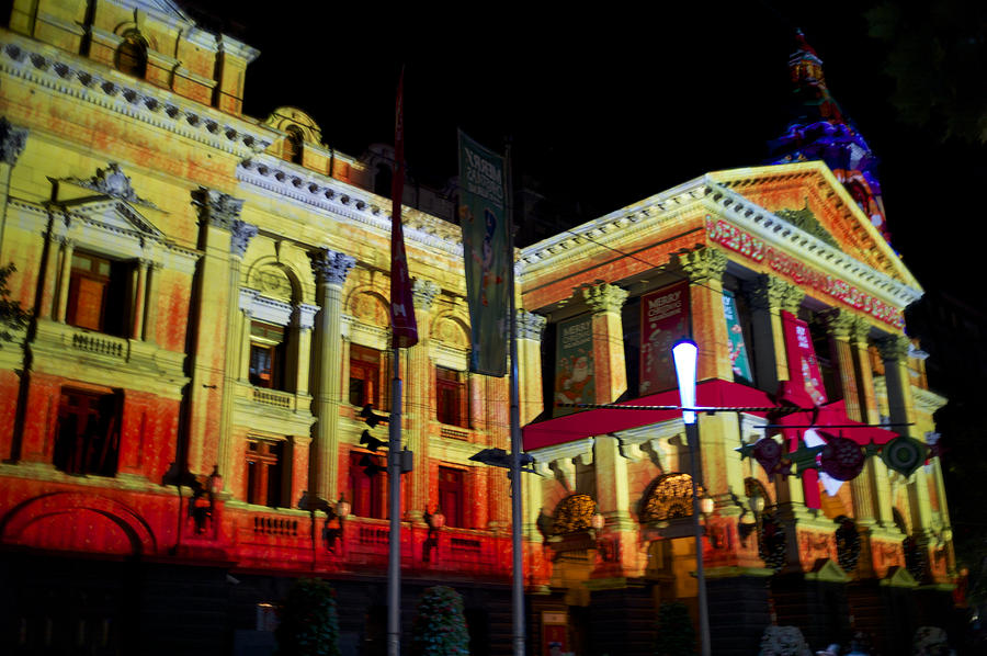 Melbourne town Hall  with Christmas light 00 Photograph by Win Naing