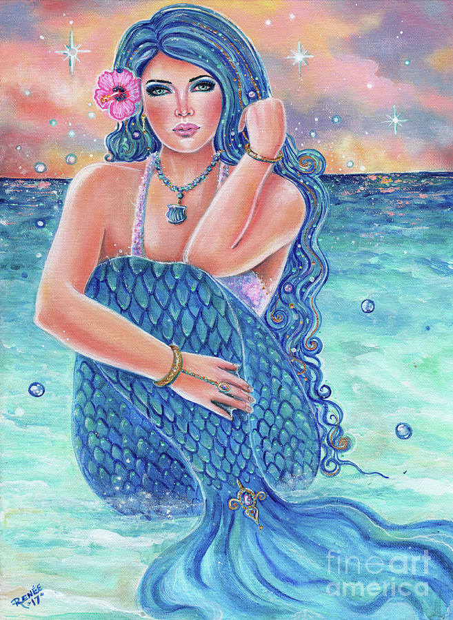 Mermaid Painting - Melesendra Mermaid by Renee Lavoie