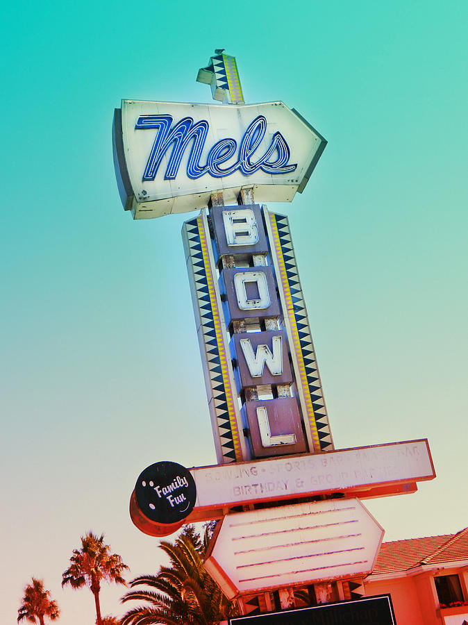 Mels Bowl Retro Sign Photograph by Kathleen Grace