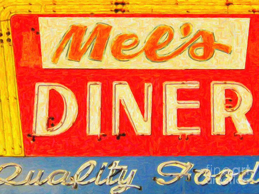 Sign Photograph - Mels Diner by Wingsdomain Art and Photography