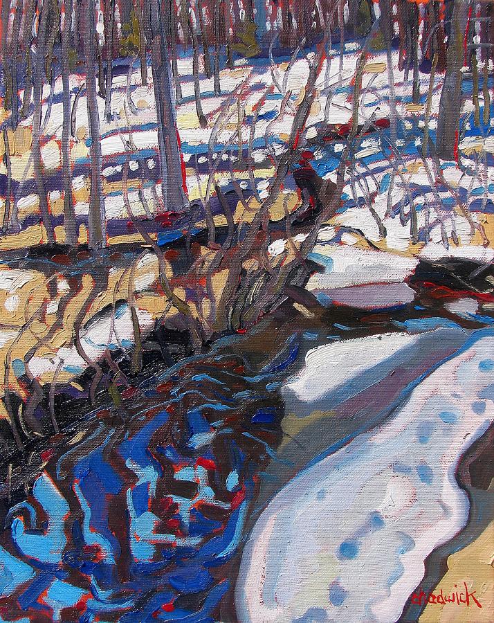 Melt Water and Ice at the Forest Edge Painting by Phil Chadwick