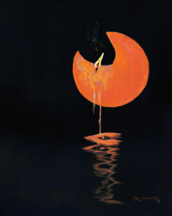 Melting Candle Moon  Mixed Media by Ken Figurski